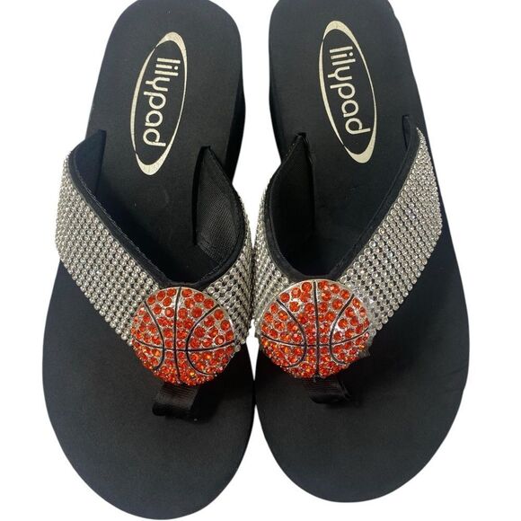 lilypad Shoes - Lilypas Black and Silver Women's Sandals with crystal rhinestones Basket…